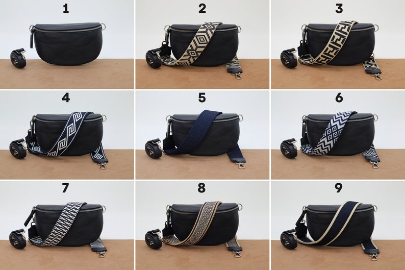 Bauchtasche aus Leder für Frauen mit gemusterten Riemen, Leder Umhängetasche, Crossbody Bag Gürteltasche mit gemusterten Riemen, Geschenk für Sie Bild 6