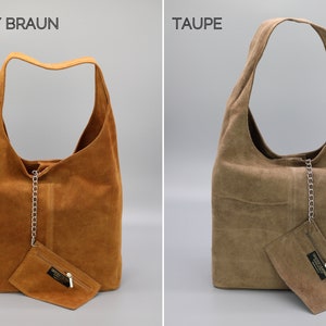 Wildleder Shopper Tasche, Wildleder Schultertasche, große Beuteltasche, Einkaufstasche, Einkaufstasche mit viel Platz Bild 2