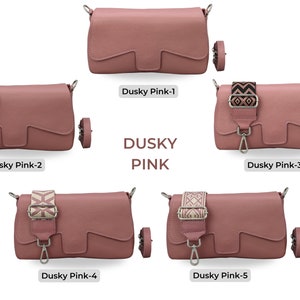 Schultertasche Leder für Frauen mit gemustertem Riemen, Nachttasche Leder für Frauen, Alltagstasche, Bauchtasche mit gemustertem Gürtel, Geschenk für Sie Dusky Pink