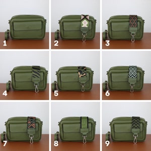 Leather Crossbody Bag with extra Strap, Leather Shoulder Bag, Everyday bag, Fanny pack and Patterned Belt zdjęcie 5