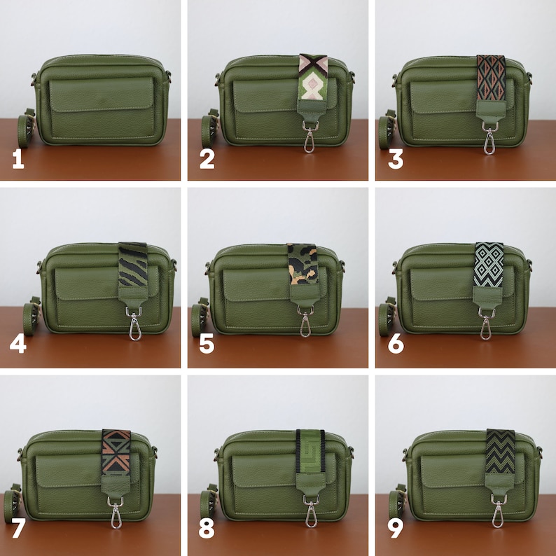 Leather Crossbody Bag with extra Strap, Leather Shoulder Bag, Everyday bag, Fanny pack and Patterned Belt image 5