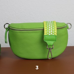 Leather Crossbody Bag for Women Light Green, Belly Bag with Strap, Genuine Leather Shoulder Bag, Gift for her Option-3