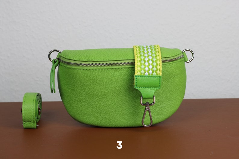 Leather Crossbody Bag for Women Light Green, Belly Bag with Strap, Genuine Leather Shoulder Bag, Gift for her Option-3