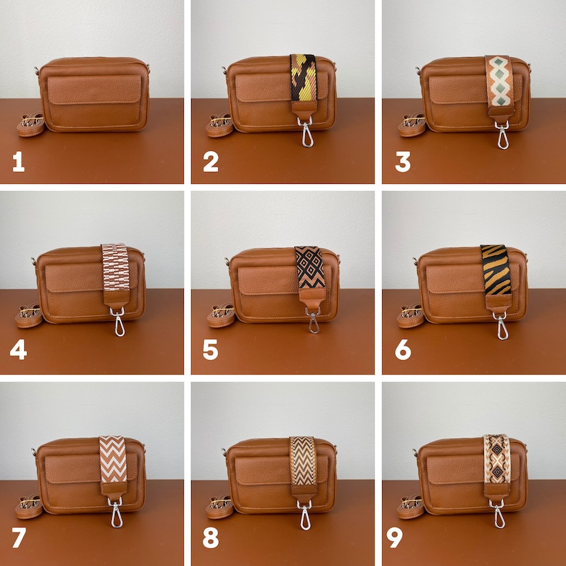 Leather Crossbody Bag with extra Strap, Leather Shoulder Bag, Everyday bag, Fanny pack and Patterned Belt image 3