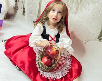 Red Riding Hood Costume, Little Red Riding Hood Outfit and Cape for Toddler, Red Riding Hood Birthday Baby Girl Dress, For Special Occasions