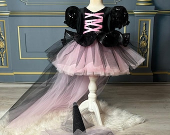Pink Witch Tutu Dress: Toddler Halloween Costume with Detachable Train