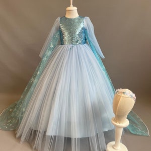 NEW Elsa Dress For Girls, Frozen Elsa Birthday Costume, Toddler Party Costume