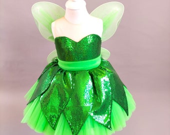 Disfraces de Tinkerbell para niños pequeños, vestido de bebé de Tinkerbell, traje de bebé de Tinkerbell, traje de Tinkerbell para niños pequeños, fiesta de cumpleaños de Tinkerbell