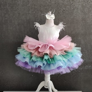 Unicorn Baby Dress, Rainbow Tutu Dress For Girls, Sequin Dress Toddler, Unicorn costume, First Birthday Tutu Dress, Toddler Party Dress,