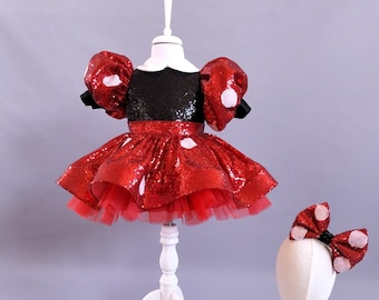 Minnie Mouse Costume Dress with Crown