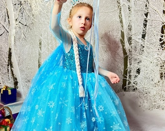 Elegant Princess Elsa Dress: Frozen Birthday Costume