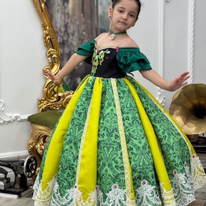 Anna Costume, Princess Anna Dress, Anna Toddler Birthday Dress, Frozen Anna Princess Baby Girl Dress, Frozen Princess Anna Dress