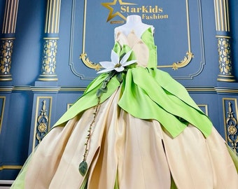 Princess Tiana Dress Tiana Costume for Birthday Custom Design Tiana Dress Tiana Princess Themed Birthday Dress Toddler Party Dress Etsy
