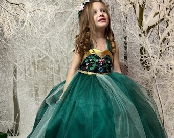 Anna Princess Dress: Anna Inspired Costume with Lace & Stones