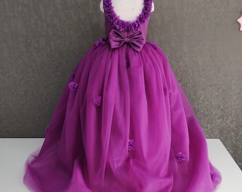 Purple Flower Girl Dress: Tutu Wedding Evening Gown
