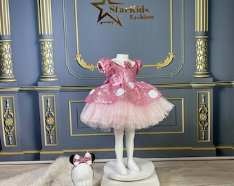Pink Minnie Mouse Birthday Dress: Sparkly Toddler Costume - Etsy