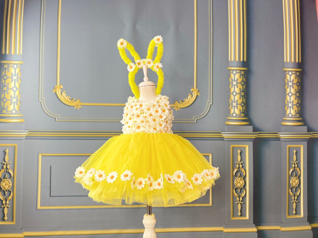 Daisy Yellow Dress Baby, Daisy Dress 1st Birthday, Spring Easter Daisy