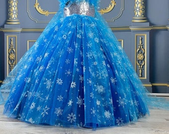 elsa style prom dress Elsa Inspired Party Gown Baby Blue Winter Formal Dresses Elegant Light Blue  Long Puffy Sleeves Chiffon Prom Dresses With