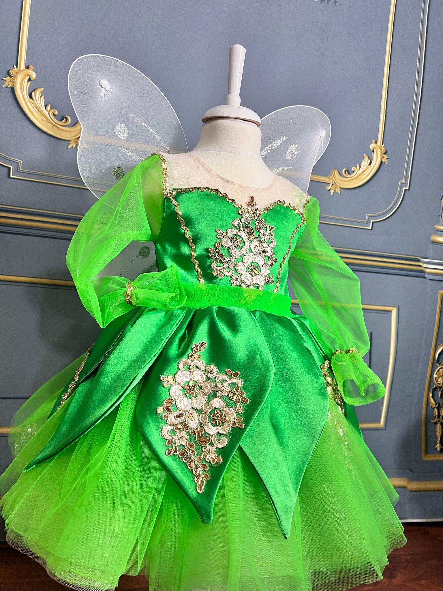 green sparkly fairy dress Metallic Magical Fairy Portrait Petite Dress  Only Little Once