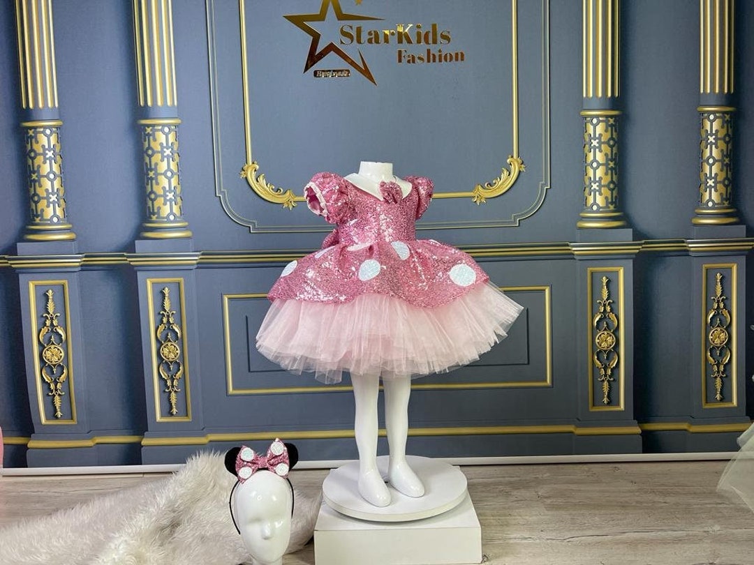 Pink Sequin Minnie Mouse Costume: Toddler Birthday Party Dress - Etsy