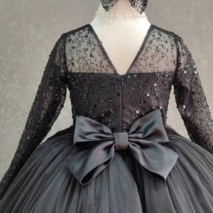 Cool Black Tulle Little Girl Dresses, Affordable Flower Girl Dresses, Little Black Dress, FG044