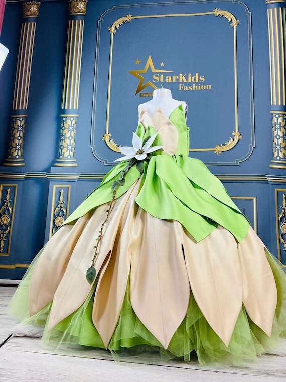 Princess Tiana Dress Tiana Costume for Birthday Custom Design Tiana Dress Tiana Princess Themed Birthday Dress Toddler Party Dress Etsy UK