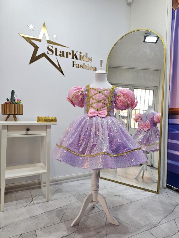 rapunzel dress toddler Dress: Sparkly Lavender Tulle Princess Costume Crewneck with keyhole closure at back Disguise Disney Princess Rapunzel Dress