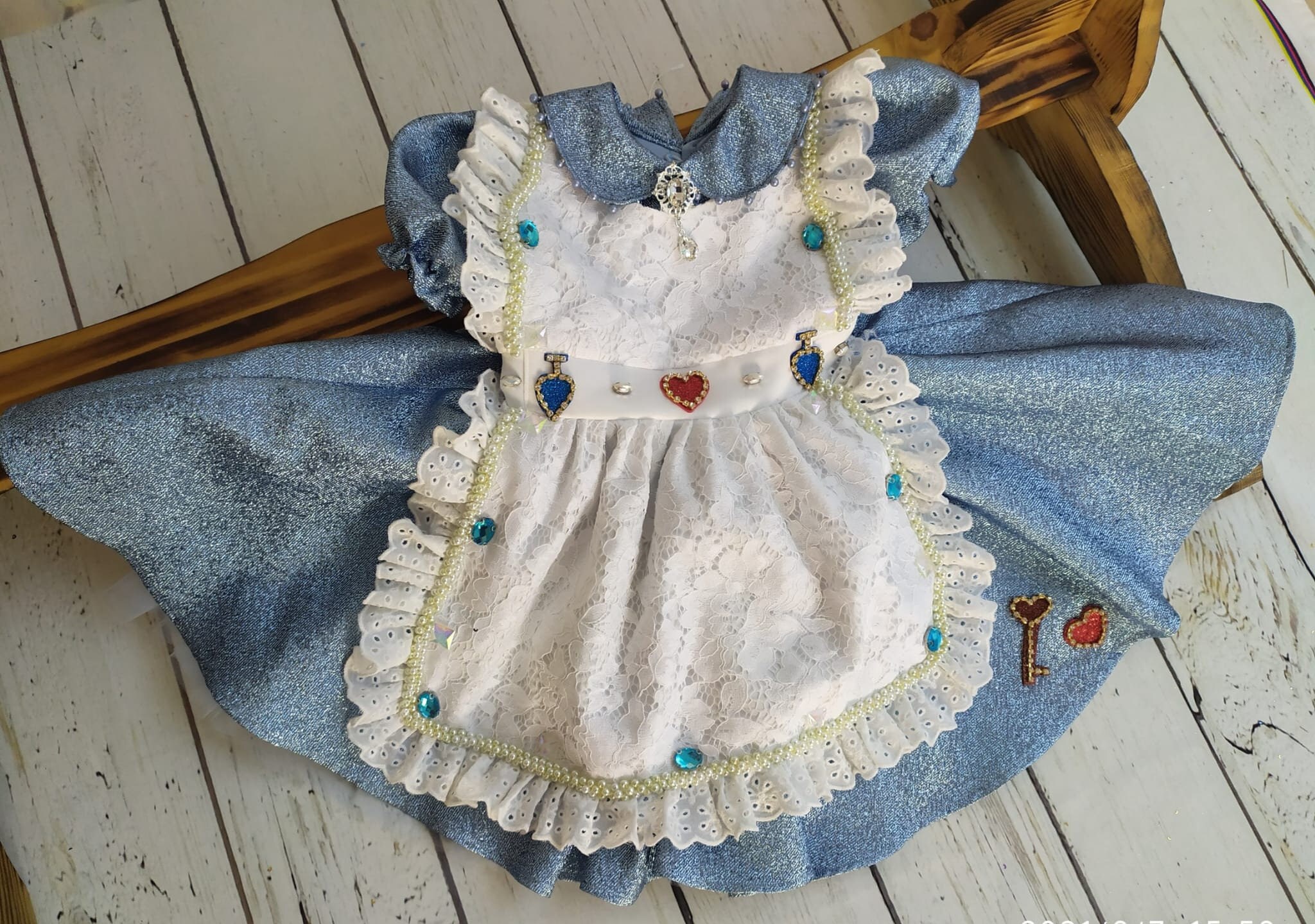 Alice Dress . Baby Girl Dress. Alice Wonderland Birthday Dress. Sparkle  Alice Dress. for Special Occasion. Handmade 