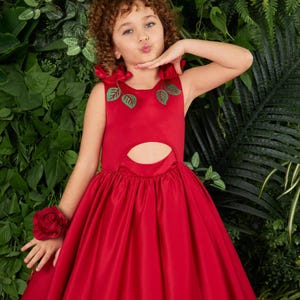 Elegant Baby Girl Red Flower Girl Dress Toddler Princess Dress For Girls