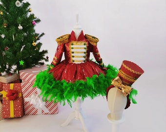 Girl&#39;s Nutcracker Christmas Costume: Sequin Circus Dress with Hair Accessory