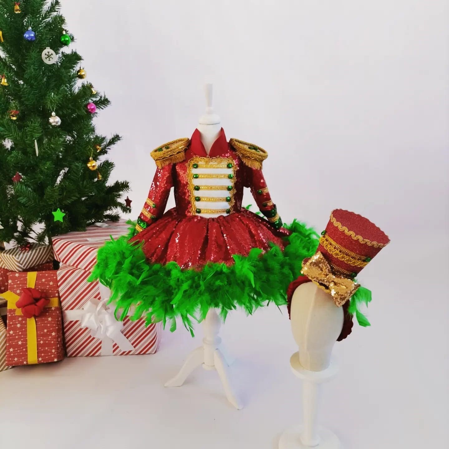 Girl Nutcracker Christmas Costume, Girl Christmas Circus Dress, New Year Soldier Dress,Tutu Christmas Circus Dress, Showoman Toddler Costume