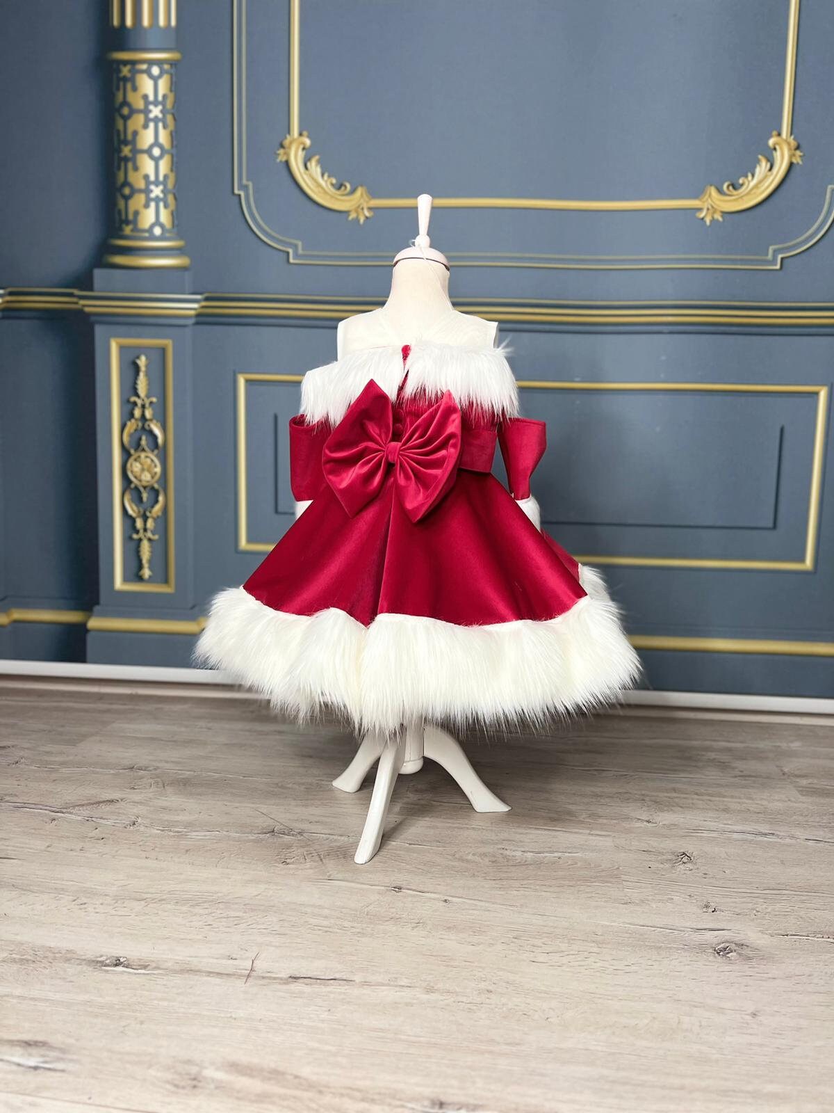 cute santa claus dress Red 1960s Christmas Velvet Double Layer Dress main image 0
