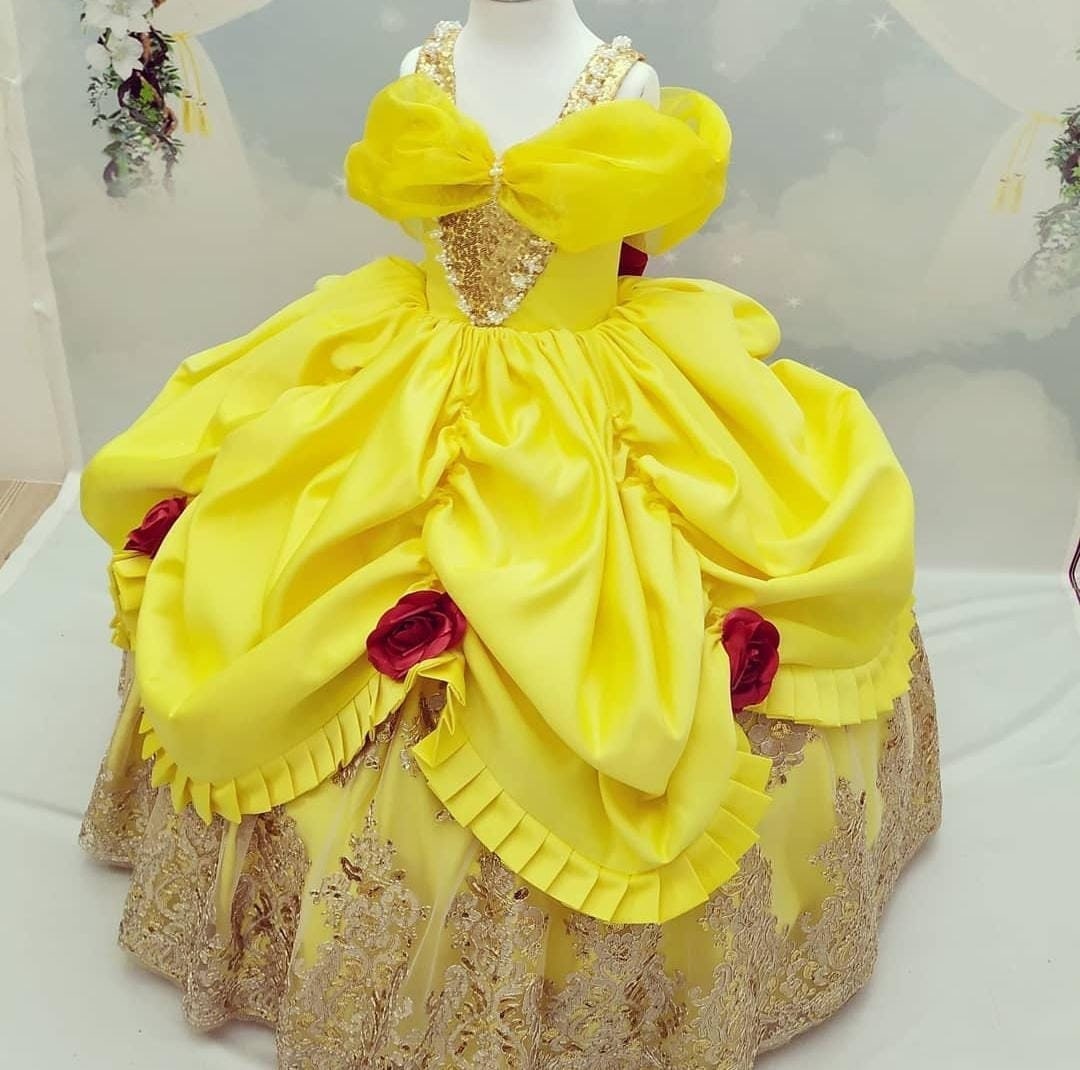 Princess Belle Costume Belle Birthday Dress Toddler Baby Girl for Special Occasion Beauty and the Beast Princess Belle Gown Dress Etsy