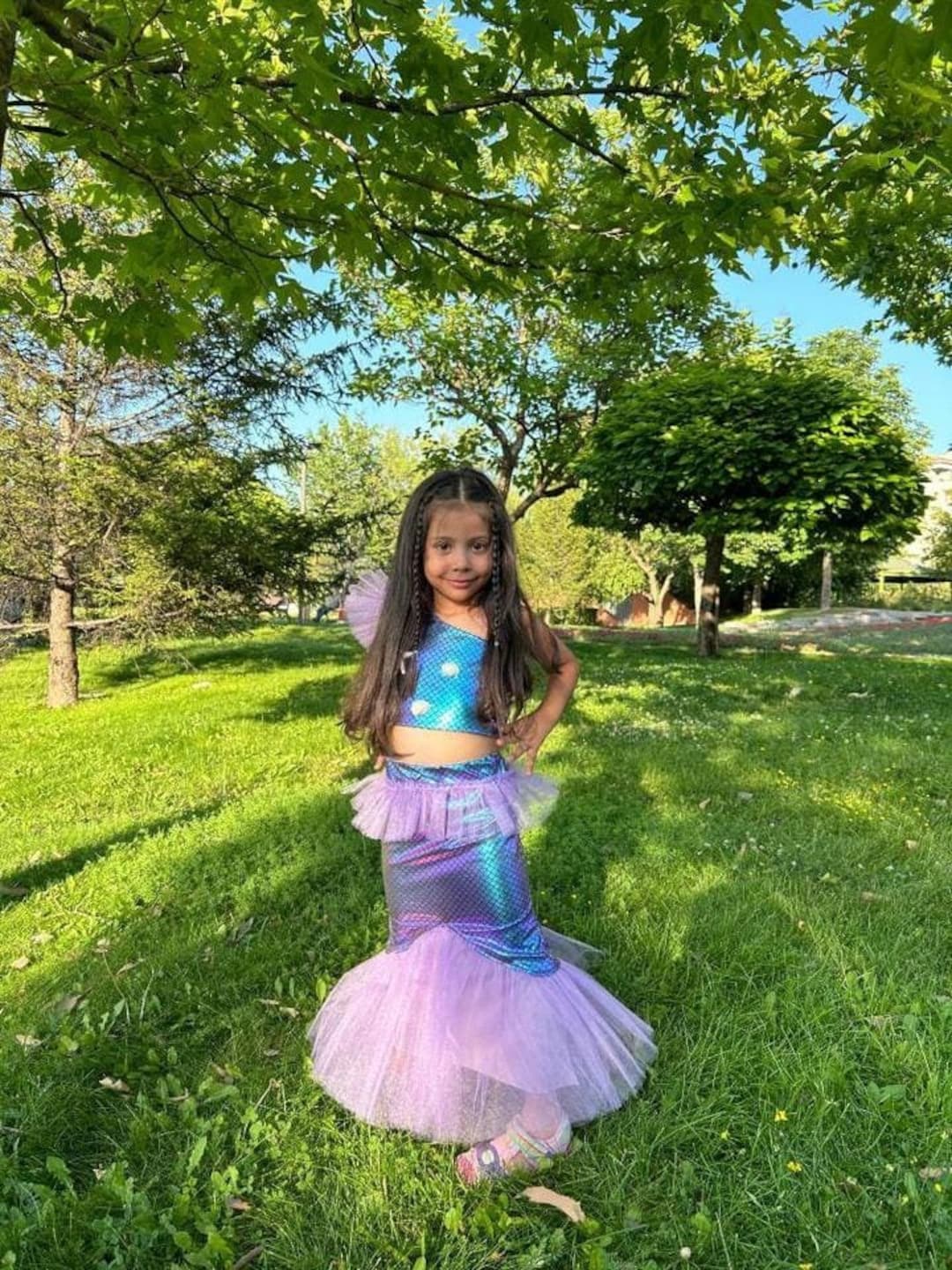 Ariel Inspired Mermaid Costume: Hologram Fabric Princess Dress