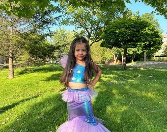 Ariel Inspired Mermaid Costume: Hologram Fabric Princess Dress