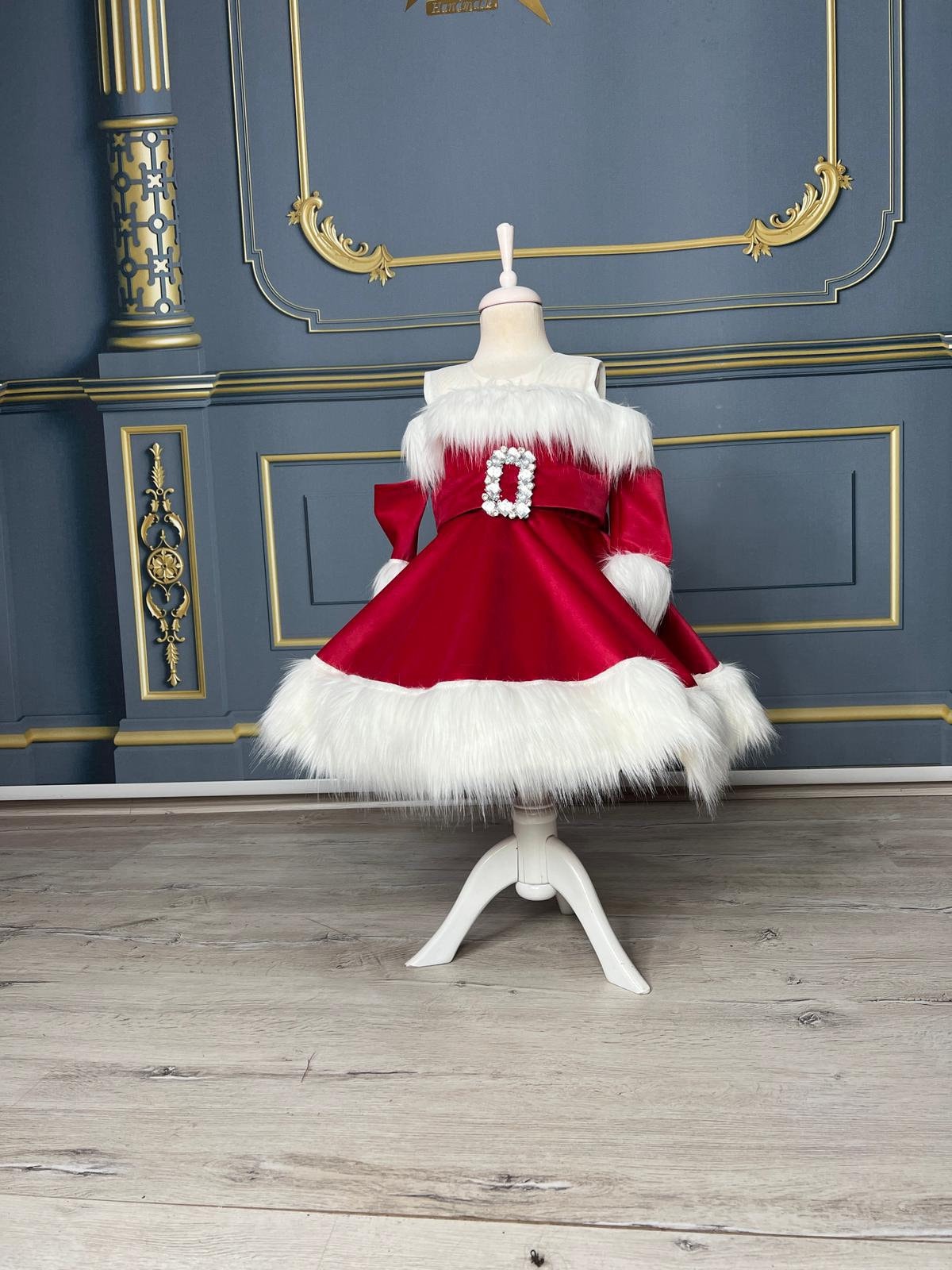 knee length dresses for ladies Round Neck Women's Santa Costume Mini Dress main image 1