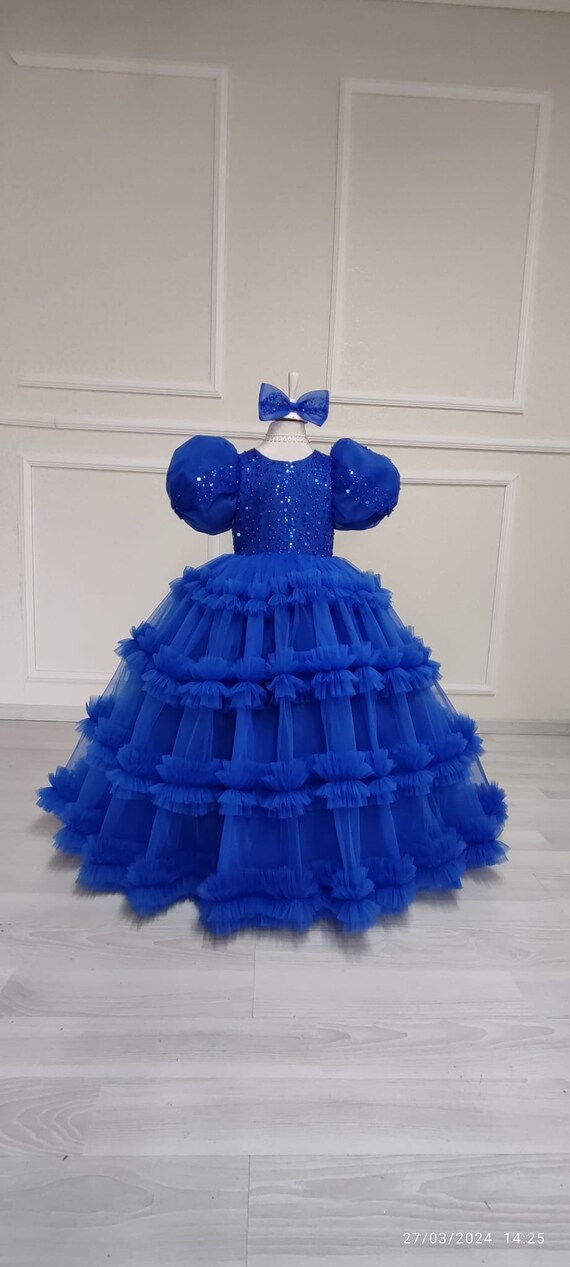 Royal Blue Flower Girl Ball Gown: Puffy Princess Tutu Dress