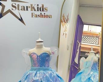 Tinkerbell Costume: Blue Sparkly Tulle Dress, Fairy Wings - Etsy Tinkerbell Costume: Blue Sparkly Tulle Dress, Fairy Wings - Etsy
