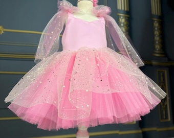 Pink Star Tulle Baby Dress: Princess Birthday Tutu, Flower Girl