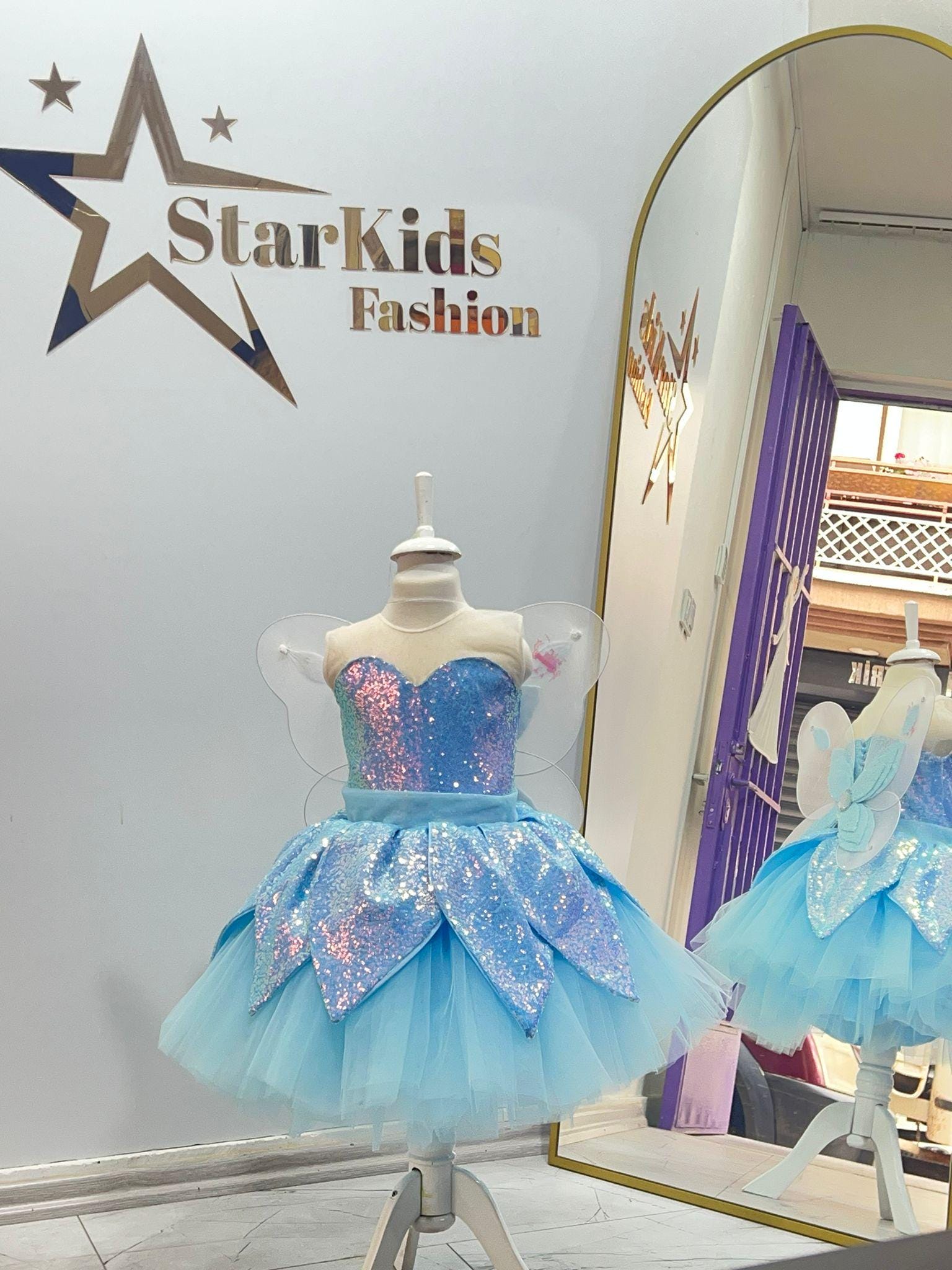 blue dress fairy tinkerbell Tinkerbell Costume: Blue Sparkly Tulle Dress, Fairy Wings