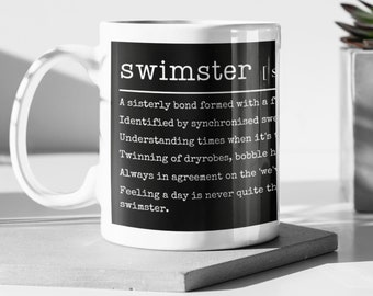Open Water Swimming Mug |  Gift for Wild Swimmers | Dictionary Sea Swim Mug | Swimming  Friendships | Black or White Mug