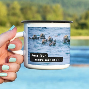 Tasse de natation en mer, tasse amusante otarie, cadeau de natation sauvage, cadeau de nageurs en eau libre, émail pour usage extérieur