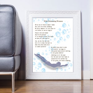 Art mural natation sauvage | Poème de natation en eau froide | Cadeaux pour les nageurs de mer | Impression à domicile Téléchargement instantané