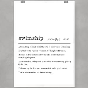 Impresión artística de natación salvaje / Póster de definición de natación en aguas abiertas / Obra de arte de natación en aguas frías / Amigos de la natación / Papel de calidad