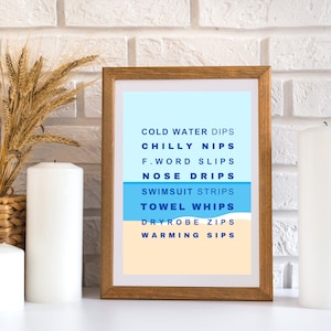 Cold Water Dips Poster | Open Water Swimming Poster | Wild Swimming Art Work | Instant Download