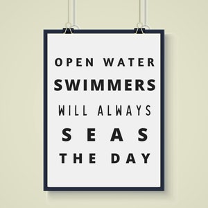 Open Water Swimming Wall Art, Sea Swimming Quote, Print at Home