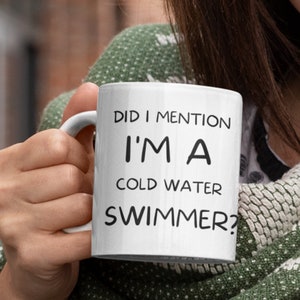 Mok zwemmen in koud water, cadeau zeezwemmers, grappig wild zwemcadeau, mok zwemmen citaat