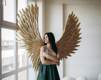 Big gold angel wings | Glitter wings costume for photo shoot | Gold wings costume | Adult angel wings gold