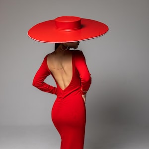 Sombreros grandes para mujer / Sombreros Derby para mujer para sesiones de fotos / Sombreros y tocados para disfraces / Sombrero rojo para sesiones de fotos de maternidad