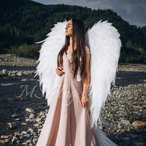 White angel wings for photoshoot woman, Movable angel wings for dance,Victoria secret wing,Large angel wings costume for Valentines day gift